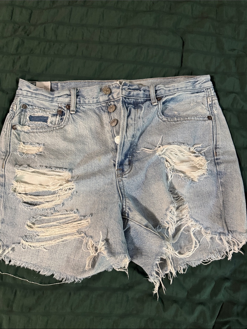 American Eagle Outfitters Light Blue Distressed Denim Cutoff Shorts